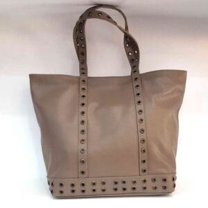 Cabas moyen + cuir et oeillets taupe - Adelina