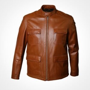 Veste en cuir d'agneau camel - Lucca