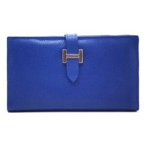 Portefeuille en cuir bleu majorelle- Analia