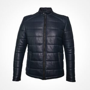 Blouson doudoune en cuir bleu - Roberto