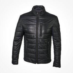 Doudoune en cuir noir - Armani