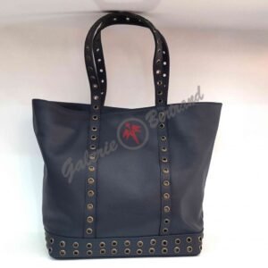 Cabas moyen + cuir et oeillets bleu - Adelina