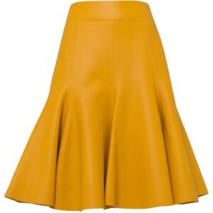 Jupe skater en cuir jaune- Emilia