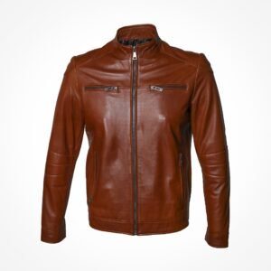 Blouson en cuir camel - Luciano