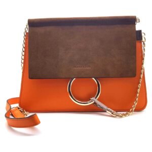 Mini sac a bandouliere chaine marron orange - Alessia