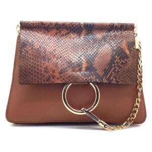 Mini sac a bandouliere chaine python marron- Alessia