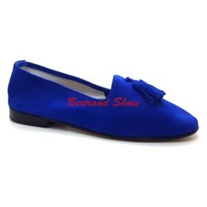 Mocassins à pompons en daim bleu majorelle - Dani