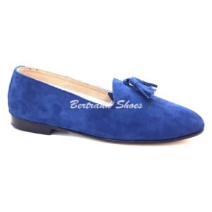 Mocassins à pompons en daim bleu jean - Dani