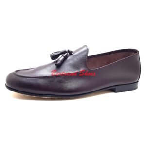 Mocassins avec pompons en cuir marron - Tony