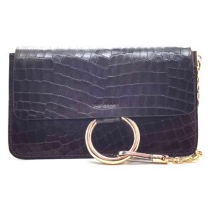 Petit sac porte epaule croco marron - Amalia