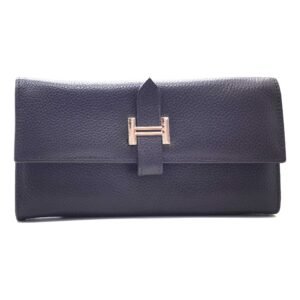 Portefeuille soufflet en cuir noir - Rosa