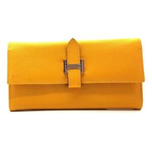 Portefeuille soufflet en cuir jaune - Rosa