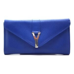 Portefeuille Y en cuir bleu majorelle - Bria