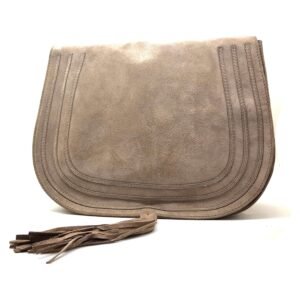 Sac a main port bandouli re daim taupe - Bianca