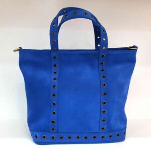 Petit sac cabas oeillets cuir daim majorelle - Antonella
