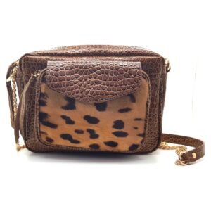 Sac en cuir leopard et marron - Daniella