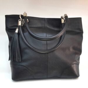 Sac en cuir grainé noir - Elisa