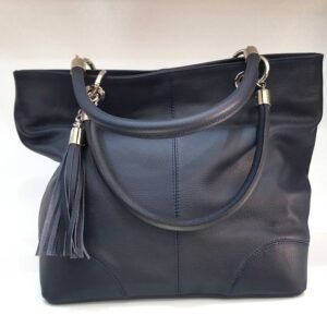 Sac en cuir grainé bleu - Elisa