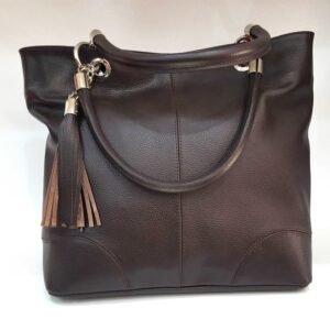 Sac en cuir grainé marron - Elisa