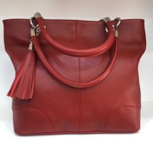 Sac en cuir grainé bordeaux - Elisa