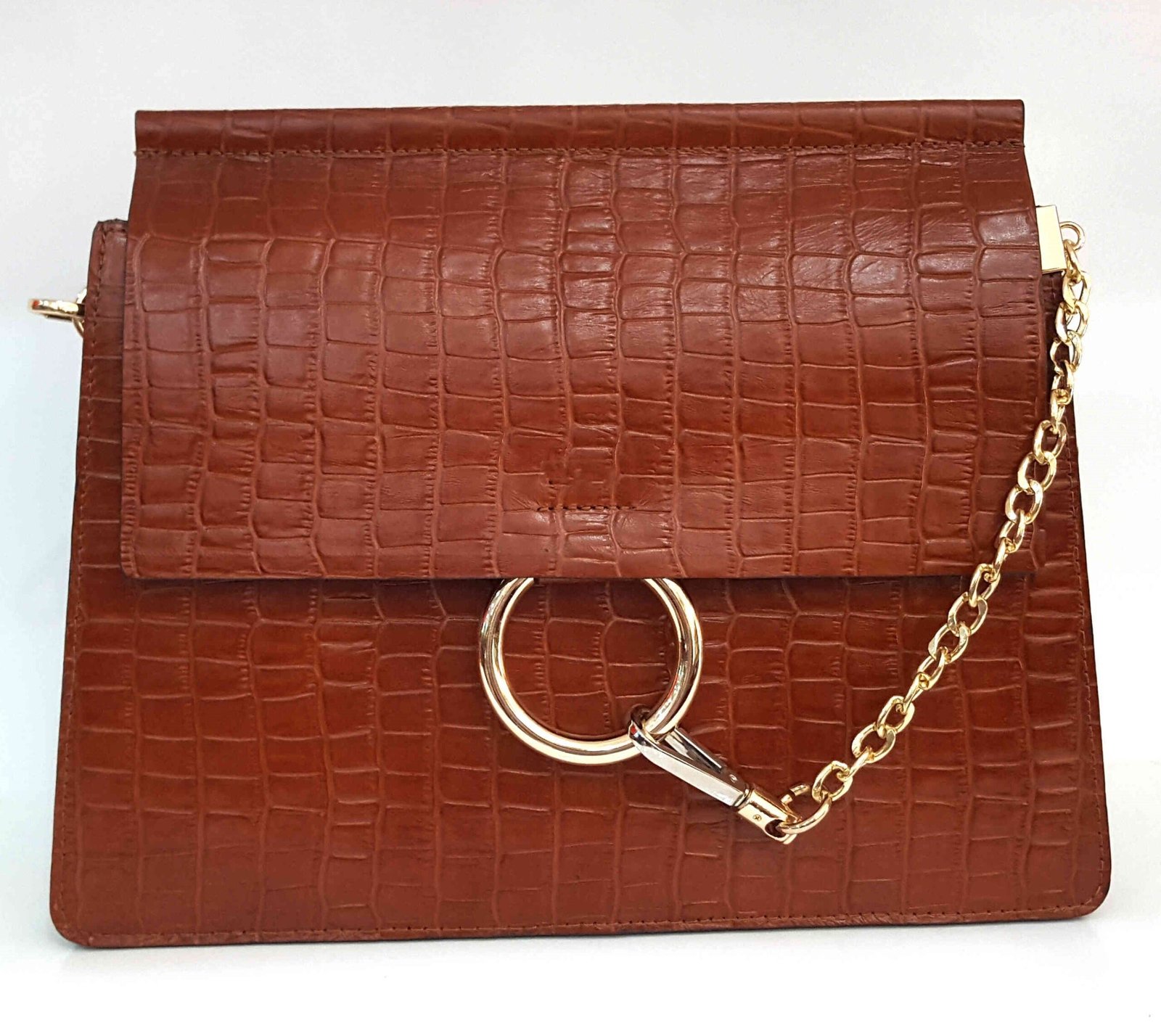 Sac porté épaule croco camel - Beatrice