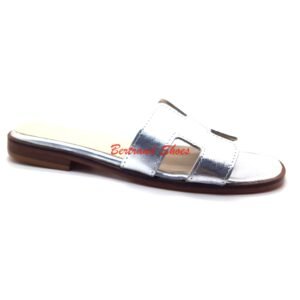 Sandales en cuir argent - 016